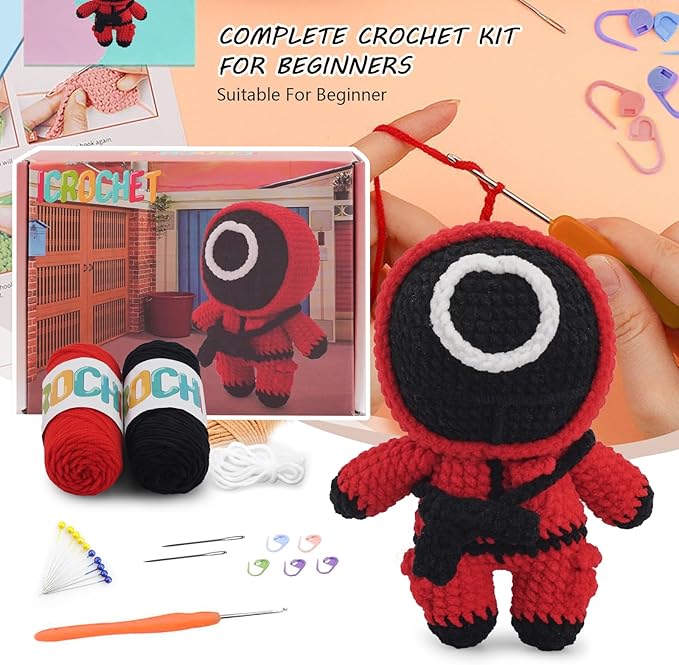 Crochet Kit for Beginners,Crochet Kit Amigurumi Crocheting Animals Kits with Step-by-Step Video Tutorials, Knitting Starter Pack for Adults and Kids