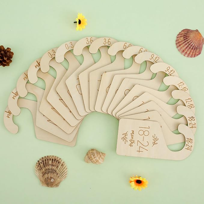 16Pcs Baby Closet Dividers Cute Baby Clothes Organizer Double Face Baby Closet Organizer for Clothes Organizer Wooden Baby Closet Dividers for Infant to Toddler