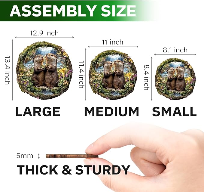 Jigfoxy Wooden Puzzles for Adults, Otter Couple Wood Puzzles Adult, Unique Animal Shape Wooden Jigsaw Puzzles for Adults, Birthday Gifts for Puzzle Lovers Family Friend (M-11 * 11.4in-193pcs)