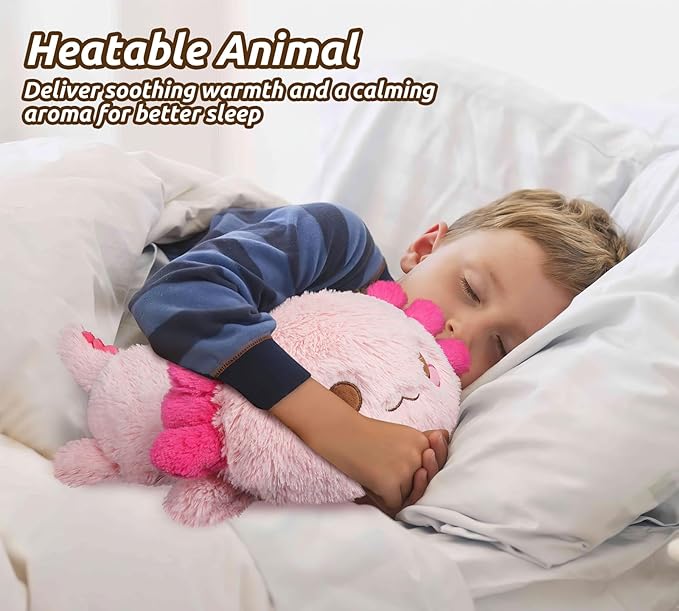 Cuckool Pink Axolotl Stuffed Animals, Microwavable Stuffed Animals Heating Pad for Cramps, Pain Stress Relief, Heatable & Coolable Lavender Scented Plush Toys for Anxiety, Women & Kids Bedtime