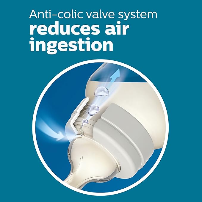 Philips Avent Anti-Colic Baby Bottles, 11oz, with Flow 3 Nipples, 3m+, 4pk, Clear, SCY106/04