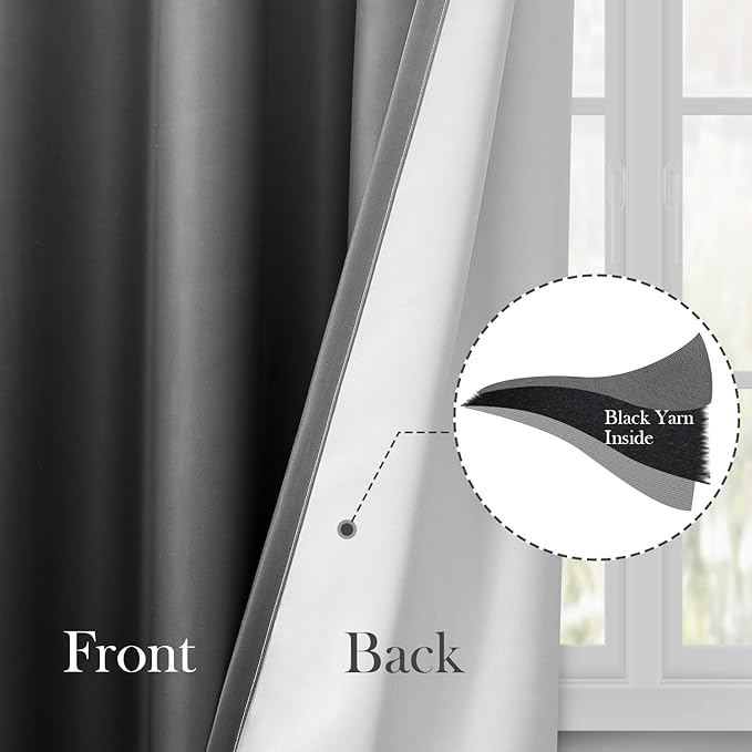 HOMEIDEAS Grey Gray Ombre Blackout Curtains 52 X 63 Inch Length Gradient Room Darkening Thermal Insulated Energy Saving Grommet 2 Panels Window Drapes for Living Room, Bedroom