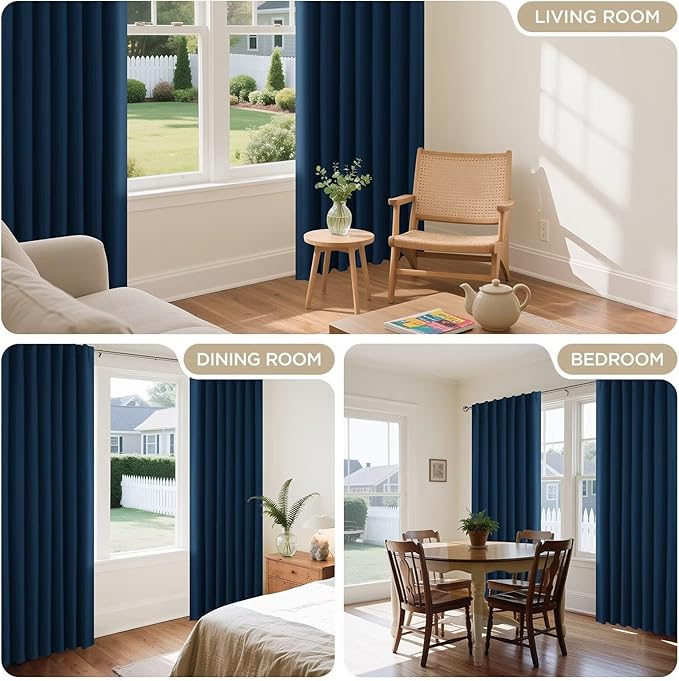 Joydeco Blackout Curtains 84 Inch Length 2 Panels Set, Thermal Insulated Black Out Curtains for Bedroom, Room Darkening Drapes for Living Room Window (W52 x L84 Inch, Navy Blue)