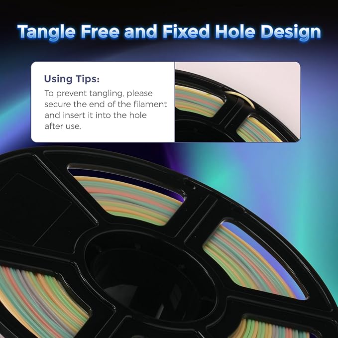 FLASHFORGE Rapid PLA Filament 1.75mm Luminous Melody, 500mm/s High Speed Printing, Glow in The Dark 3D Printer Filament 1kg Spool, Dimensional Accuracy +/- 0.02mm, Brilliant, Long-Lasting Glow