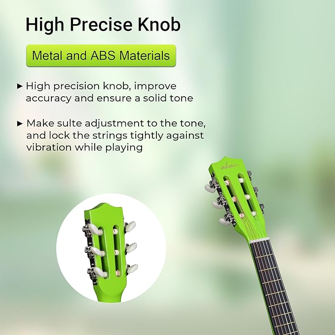 ADM Beginner Acoustic Classical Guitar Nylon Strings Wooden Guitar Bundle Kit for Kid Boy Girl Student Youth Guitarra Online Lessons with Starter Accessories (30 Inch, Geen)
