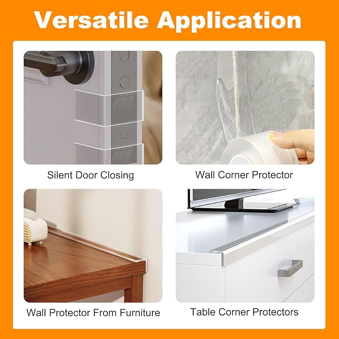 Clear Soft Corner Protectors for Furniture Strip,2 in x 13.12 FT x 2 Rolls,Sharp Edge & Table Bumper,Window Edge,Wall Protector, Soft Corner Guards Safe for Proof,Table Corner Protectors in Family