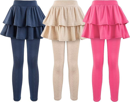 Girls School Uniform Pants Leggings with Skirts Stretch Warm Jegging 4-12 Years