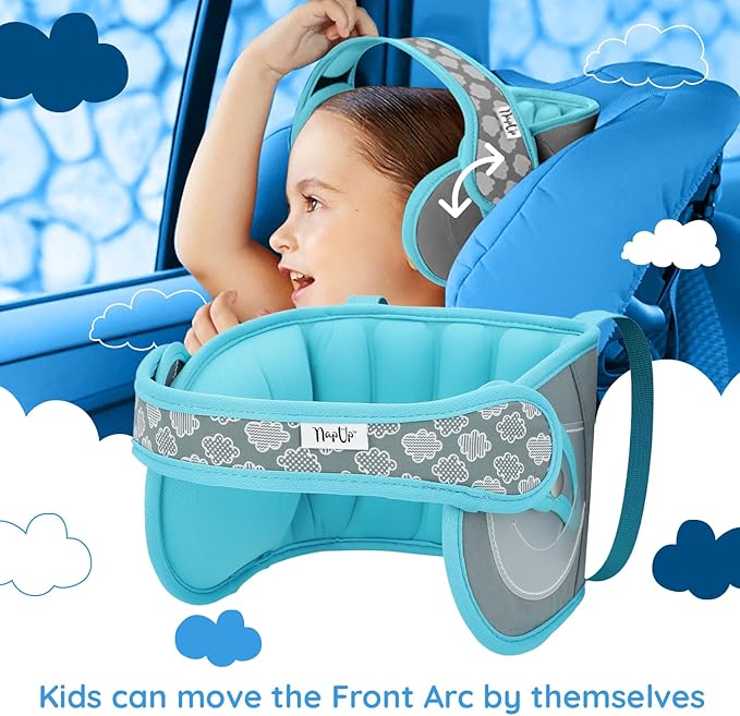 NAPUP Child Head Support for Car Seats – Safe, Comfortable Head & Neck Pillow Support Solution for Front Facing Car Seats and High Back Boosters – Baby Infant Toddler & Kids Travel Accessories (Teal)