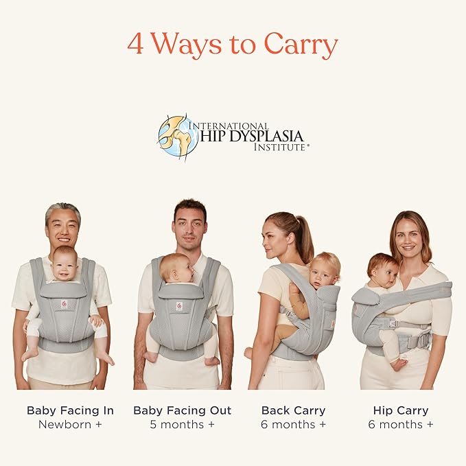 Ergobaby Omni Deluxe Baby Carrier Newborn to Toddler - Breathable Baby Carriers for Summer - All-Position Carrier with Enhanced Lumbar Support & Airflow (7-45 Pounds), Mesh, Onyx Black
