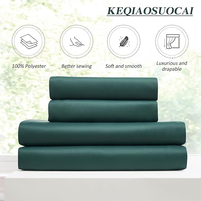 KEQIAOSUOCAI Dark Hunter Green Window Draperies 108 Inches Long 9 FT Tall, Pinch Pleat Room Darkening Thermal Insulated Curtains for Living Room Emaerald Green 40 x 108-inch 2 Panels