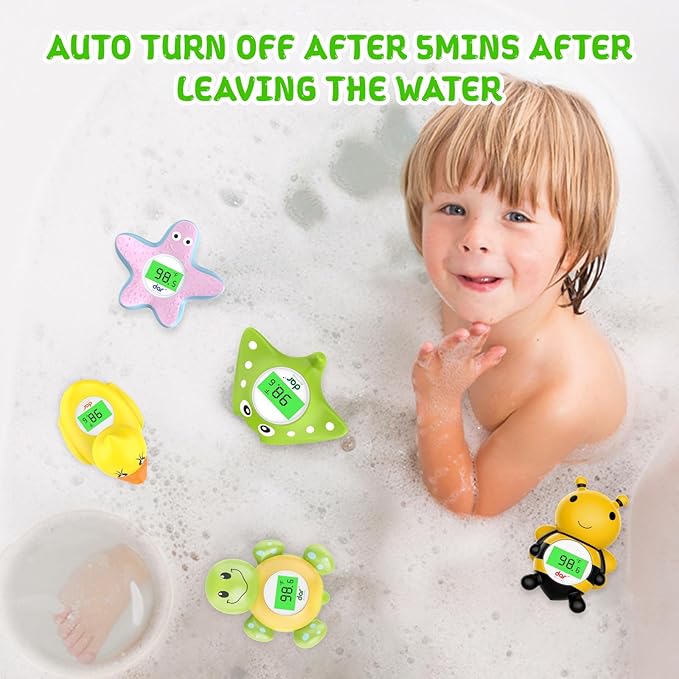 Baby Bath Thermometer, Digital Water Temperature Thermometer with 3 Color Backlit and Temperature Warning, Safety Bath Tube Thermometers Floating Toy for Infant, Toddler