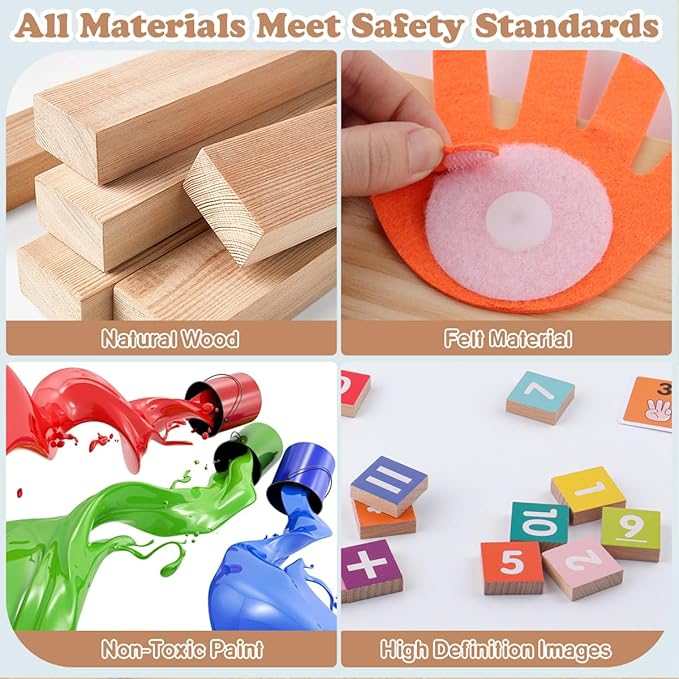 Educational Learning Number Toy for Toddler, Math Manipulatives Number Counting Blocks, Finger Counting Math Toys, Homeschool Supplies for Teaching Early Education Toys, Montessori Toy for Toddler