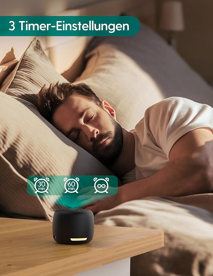 Babelio White Noise Sound Machine, Night Light, Mini and Portable, 15 Non-looping Sounds, Timer, Memory Function, for Adults Baby, Travel