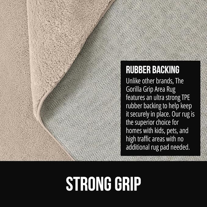GORILLA GRIP Ultra Soft Washable Area Rug, Stain and Slip Resistant Plush Thick Carpet for Bedroom Living Room, No Shed Floor Rugs, Pet Friendly, Dorm Essentials, Kids Nursery Home Decor, 2x3, Ivory