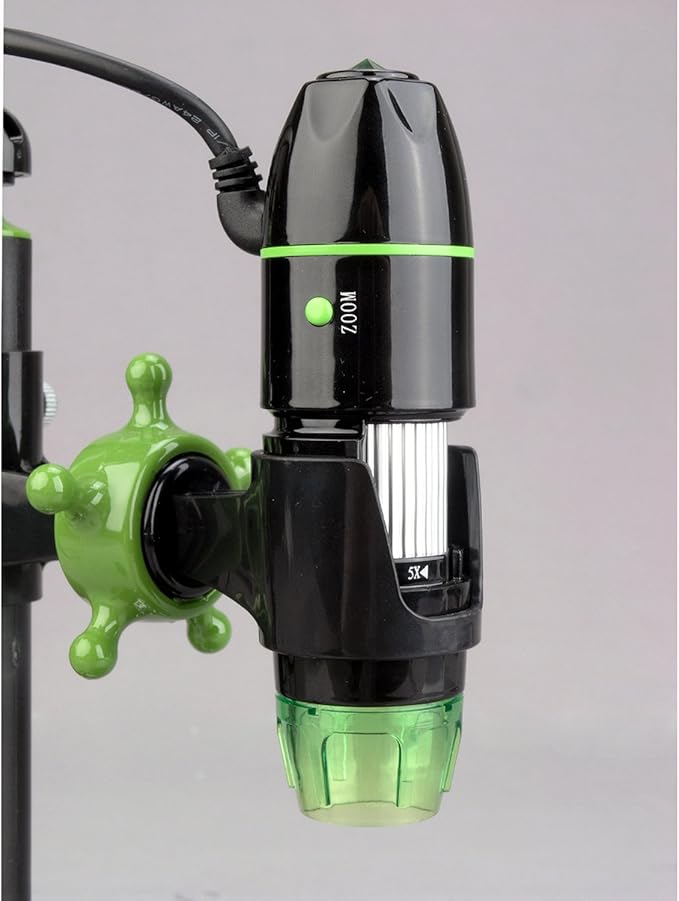 Amscope UBW500X0200M Digital 2MP USB Microscope, 5X-500X Magnification, 4X 3D Digital Zoom, Built-In Eight LED Light Source, Table Stand, Includes Software CD