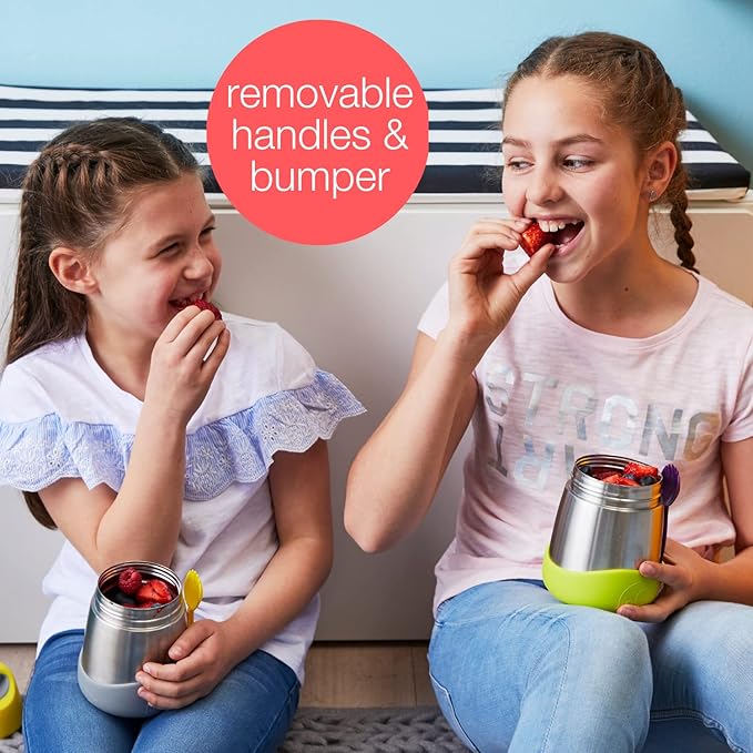 b.box Insulated Food Jar with Spork for Toddlers | Easy Open Container for Toddlers | Stainless Steel, 5hrs + of Perfect temperatures | Dishwasher Safe, BPA Free (Strawberry Shake, 11 oz)