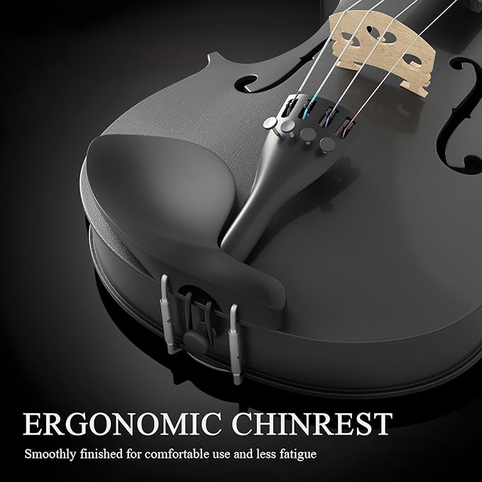 3/4 Beginner Violin Kit,Complete Violin Set with Case, Bow, Rosin,Black