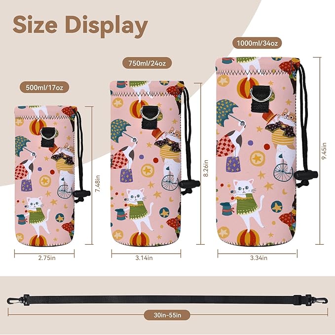 AUPET Water Bottle Bag Carrier,24oz/32oz Insulated Neoprene bottle Sling Holder Case Pouch Cover for 1000ML/750ML Bottles with Shoulder Strap for walking