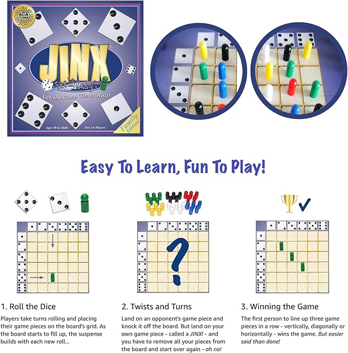 Jinx - Fast and Fun Board Game of Chance Where The Luck of The Roll Determines Your Fate - Game Night Fun for Family & Adults