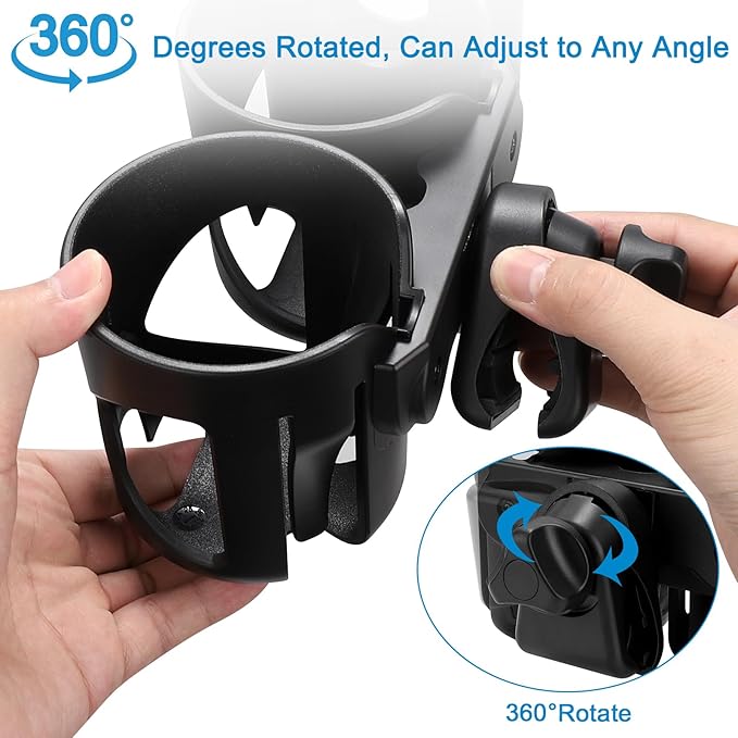 Accmor Universal Cup Holder, Stroller Cup Holder, 360° Rotatable Large Caliber Designed Bottle Holder for Stroller, Bike, Wheelchair, Walker, Scooter