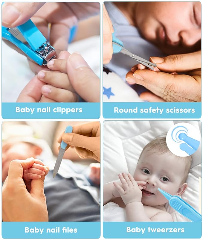 Baby Healthcare and Grooming Kit, Safety Newborn Nursery Baby Care Kit, with Hair Brush Comb, Nail Clipper, Thermometer, Pacifier Clip, Baby Registry Search, Baby Girl Boy Newborn Essentials