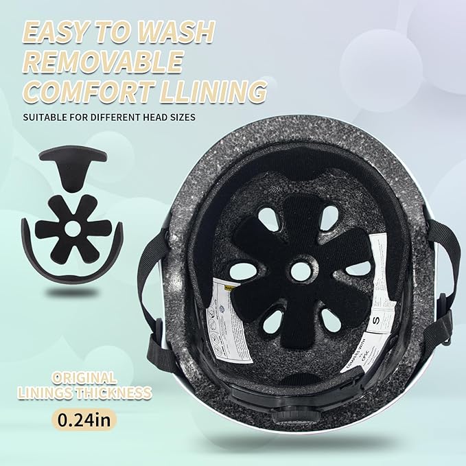 Adjustable Kids Bike Helmet with Knee & Elbow Pads Set, Color Gradient Design for Boys and Girls Aged 3-14+, for Skateboarding, Scooter, Roller & Inline Skating, Longboard