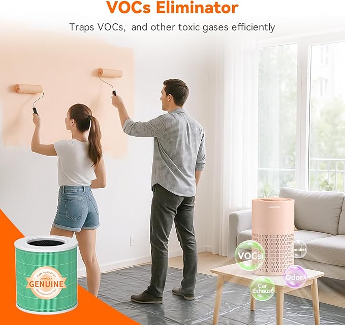 AIRROMI Air Purifier for Bedroom with HEPA 3-in-1 Filter, Pet Air Purifier for Home Cat Pee Smell, Covers Upto 990 Ft², Quiet 360°intake Air Cleaner for pet hair,allergies,Dust,Smoke A2001 Orange