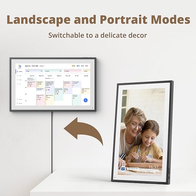 Dragon Touch 15.6" Digital Calendar Chore Chart – 1080P Full HD Interactive Touchscreen, Smart Family Planner, Hearth Display Digital Calendar Wall & Desk Mountable for Seamless Scheduling Black