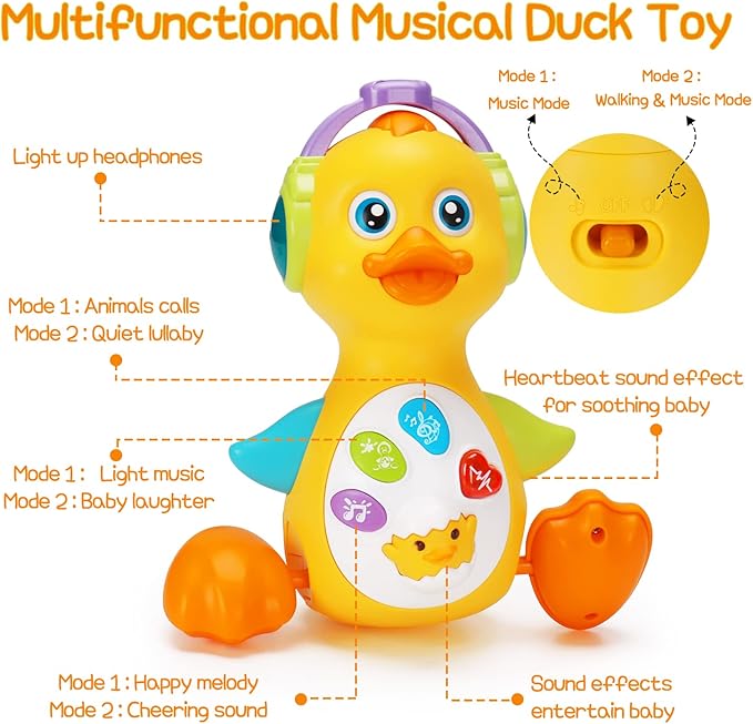 Baby Musical Duck Toy Dancing Crawling Tummy Time, Light Up Infant Toys 0-3-6 6-12 12-18 Months Gifts for 1 2 Year Old Boys Girls Baby Learning Development Toddler Toys Age 0-2