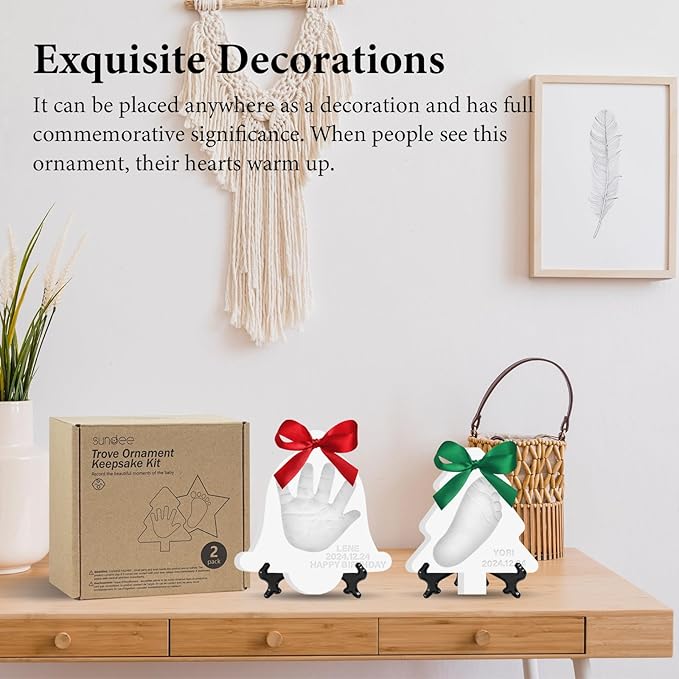 Baby Handprint Footprint Keepsake Ornament Kit, Personalized Baby Foot Printing Kit for Newborn Clay Impression Handmade DIY Imagination to Create