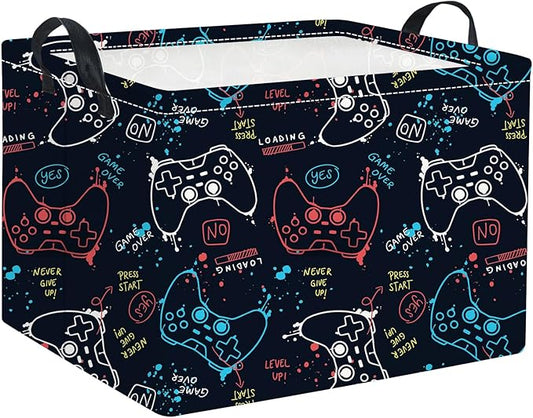 HIYAGON Rectangular Game Basket for Boys Kids Baby Storage Basket Storage Bin Organizer Box Room Decor(Game)