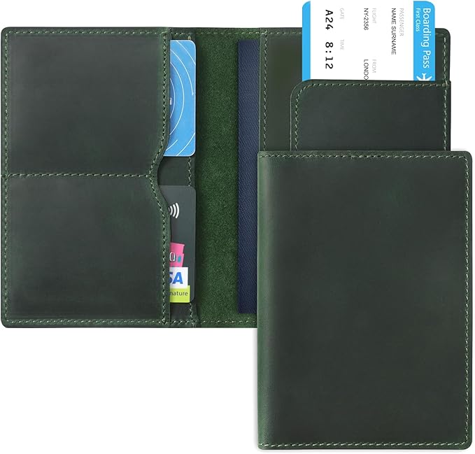 Jack&Chris Leather Passport Holder, Handmade Passport cover, Travel Wallet Cover Case for Men and Women, Leather Travel Documents Organizer Protector, JC107