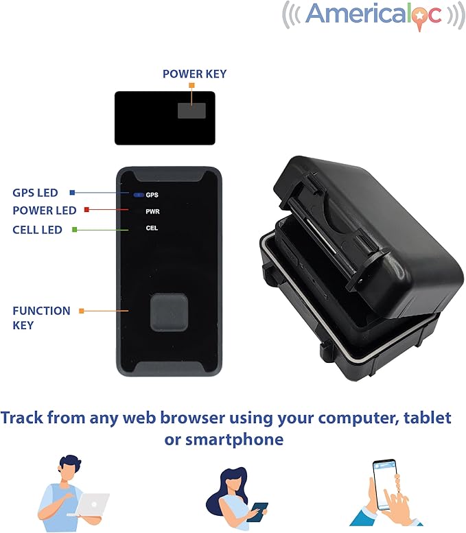 AMERICALOC GPS Tracker. GL300 MXW Series. No subscription required. Pay as you go. Magnet included.