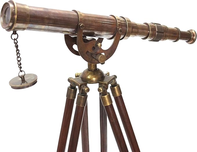 Decorative Brass Harbor Master Spyglass Telescope on Tripod – Vintage Maritime Nautical Scope for Table Office Home Decor & Collectible Navigation Gift