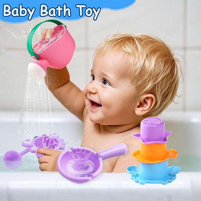 6Pcs Toddler Bath Toys for Kids Ages 1-3 Bath Toys for Babies12-18 Months Water Can Bathtub Toys for Kids Pool Toys Water Table Toys for 1 2 3 4 5 6 Years Old Girls Boys Gift