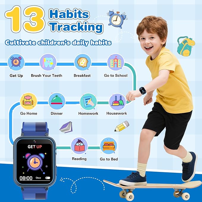 Cosjoype Smart Watch for Kids Age 4-12, 39 Games Touchscreen Boys Watch with Camera Music Player Pedometer Flashlight, Kids Toys Christmas Birthday Gifts for Boys Girls Age 5 6 7 8