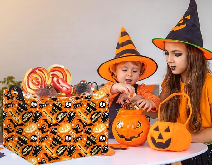 HIYAGON Rectangular Halloween Basket for Boys and Girls Kids Trick or Treat Pumpkin Basket for Halloween Parties Cute Storage Bin Organizer Box Room Decor(Spider Halloween)