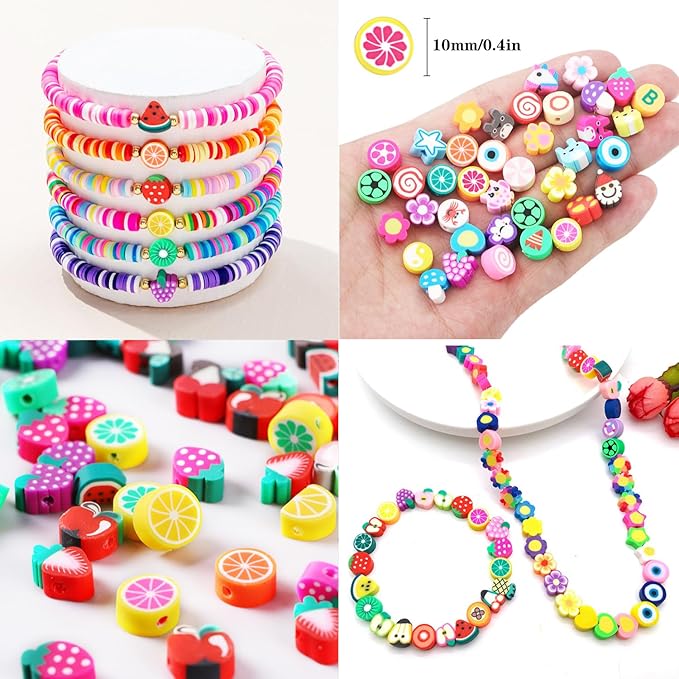 1600PCS Softball Sports Ball Polymer Clay Beads Charms for Friendship Bracelets Making Kit Cute Fun Beads DIY Arts Crafts Birthday Gifts for Kids Girls Softball Bead