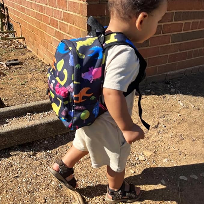 Accmor Toddler Leash Baby Dinosaur Backpack Harness with Anti Lost Wrist Link, Cute Mini Child Daycare Bag with Tether Hold Kids Close While Outdoor Walking for Baby Boys Girls