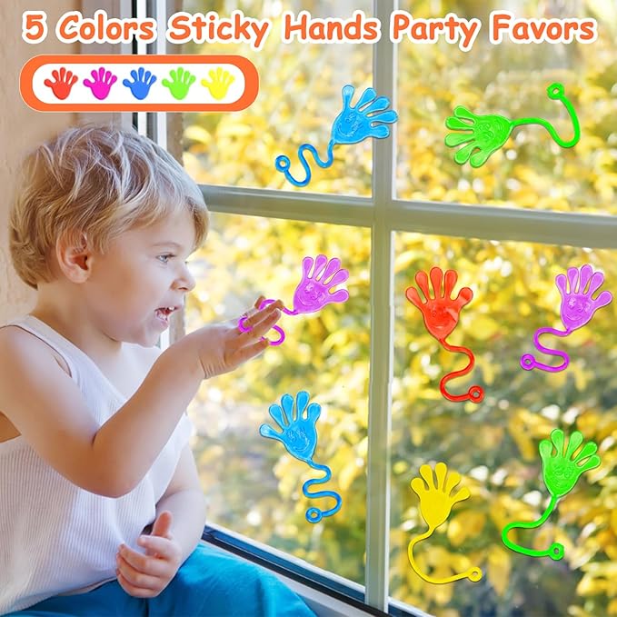 24 PCS Sticky Hands for Kids Party Favors Treat Gift Egg Filler Goodie Bag Stuffer Treasure Box Toy Classroom Carnival Prizes Student Mini Bulk Pinata Slap Hand Sensory Fidget Stretchy Toy Halloween