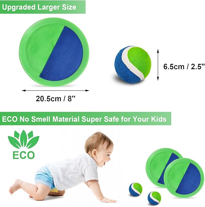 Jalunth Ball Catch Paddle Set Games - Beach Toys Pool Back Yard Outdoor Lawn Games Backyard Camping Toss Age 3 4 5 6 7 8 9 10 11 12 Years Old Boys Girls Kids Adults Family Christmas Easter Gifts