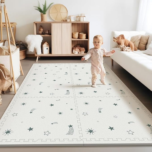 Baby Foam Play Mat, 72x48 Crawling Mat, Floor Mats for Kids for Baby with Interlocking Floor Tiles, Toddler Play Mats for Indoor and Outdoor, Easy to Clean Playroom Playmats