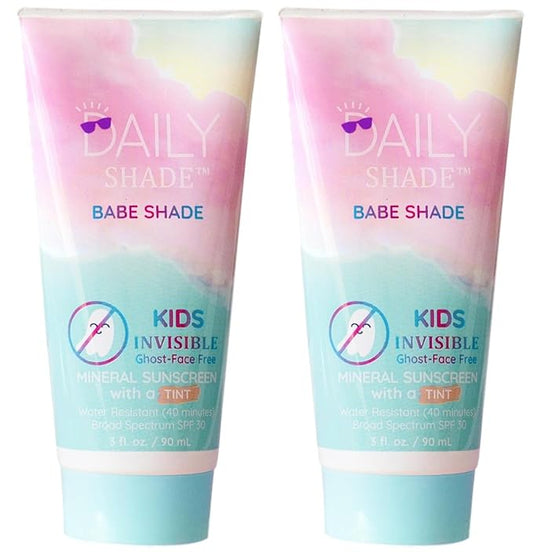 Babe Shade Kids Tinted Mineral Sunscreen for Face with SPF 30 - Non-Nano Zinc, Reef Safe, Travel Size Water Resistant & Hypoallergenic Skin Care Formula for All Types of Skin Tone - Pack 2