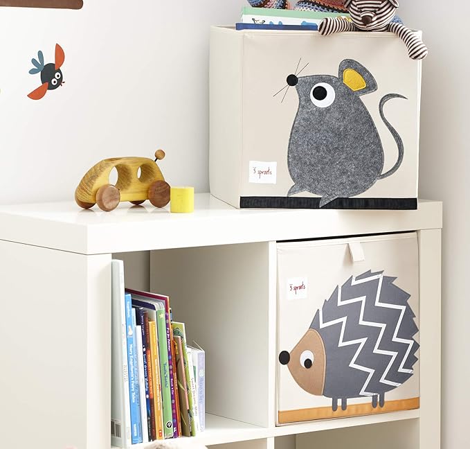 3 Sprouts Toy Storage Organizer: Toy Box Cube Organizer for Playroom, Nursery - Foldable Storage Bin - Mouse