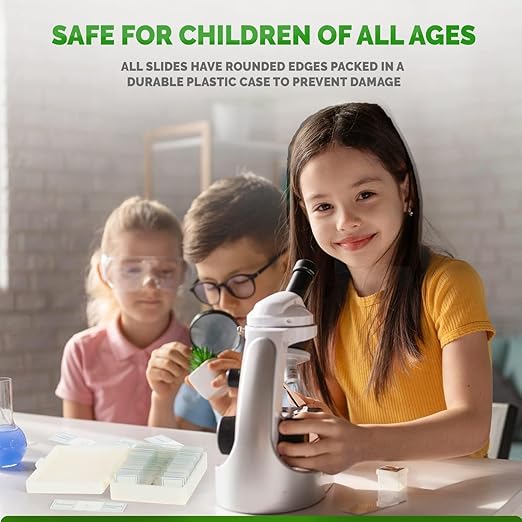 AmScope 25pc Prepared Glass Microscope Slides in Plastic Case with Plant, Fungus, Insect and Mammal Specimens