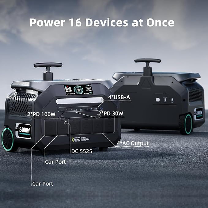 IEE 2400W/2048Wh Solar power station With 200W Solar Panel,P2400 Solar Generator,1800W Super Fast Charging, LiFePO4 (LFP) Battery,APP Control Emergency Power Station for Home, Camping, Power Outages