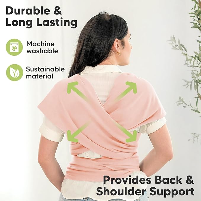 KeaBabies Baby Wrap Carrier - All in 1 Original Baby Carrier Newborn to Toddler Sling, Easy to Wear, Hands Free Bonding, Lightweight, Breathable Infant Wraps (Dusty Pink)