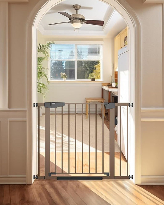 Cumbor 29.7-40.6" Baby Gate for Stairs, Mom's Choice Awards Winner-Dog Gate for Doorways, Pressure Mounted Self Closing Pet Gates for Dogs Indoor, Durable Safety Child Gate with Easy Walk Thru Door
