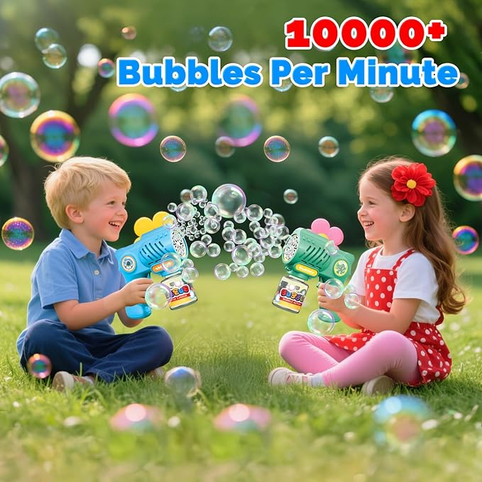 EagleStone Toys for 3+ Year Old Boys Girls, 2 Pack Bubble Gun Machine with Bubble Solution, Outdoor Toy for Kids Ages 4-8,Kids Toys for Ages 3-4 4-6 5-7, Birthday Gifts for 3 4 5 6 7 8 Year Old Boys