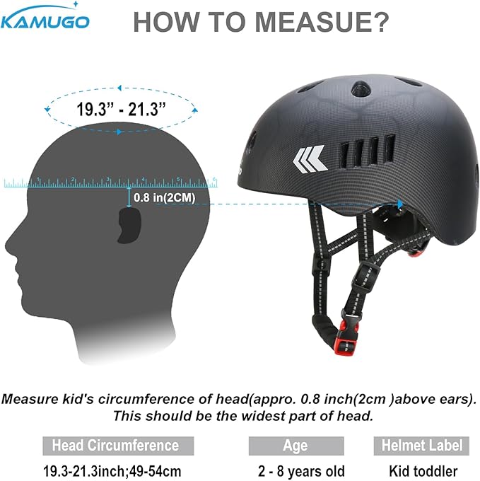 KAMUGO Kids Bike Helmet Set, Toddler Helmet for Ages 2-8 Boys Girls with Sports Protective Gear Set Knee Elbow Wrist Pads for Skateboard Cycling Scooter Rollerblading